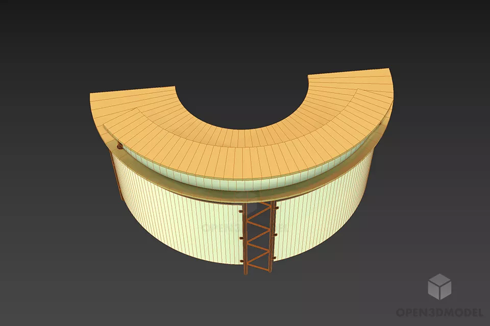 Curved Reception Table With Steel Frame 3d model 2