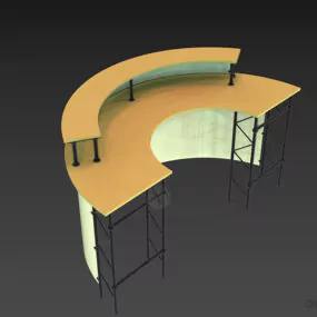 Curved Reception Table With Steel Frame 3d model