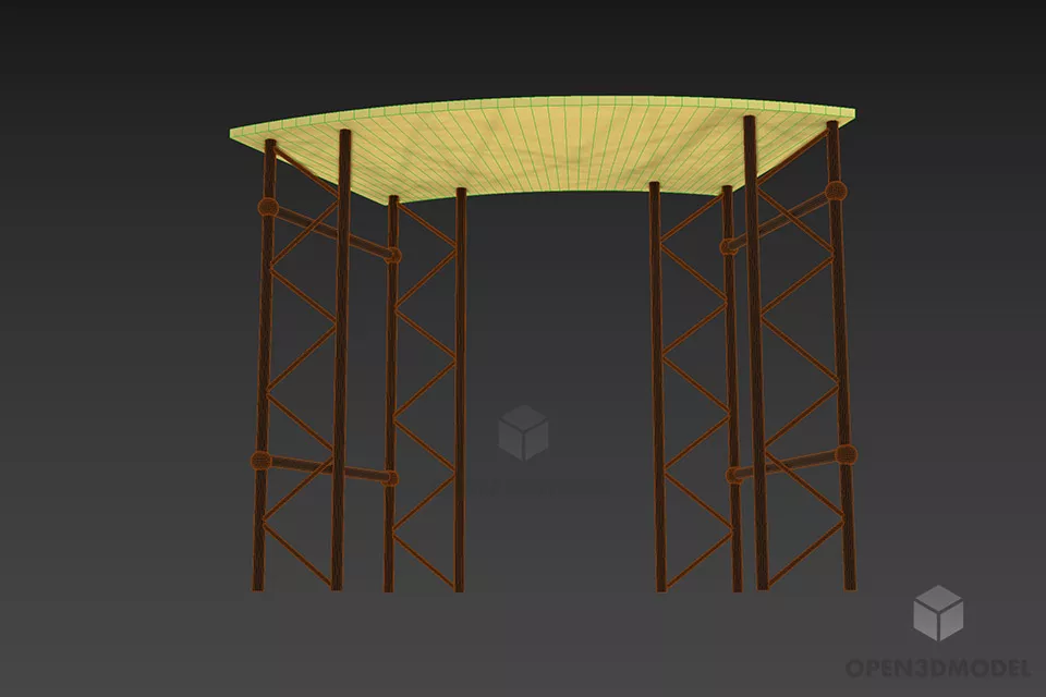 Structure Rack With Wooden Top 3d model 2