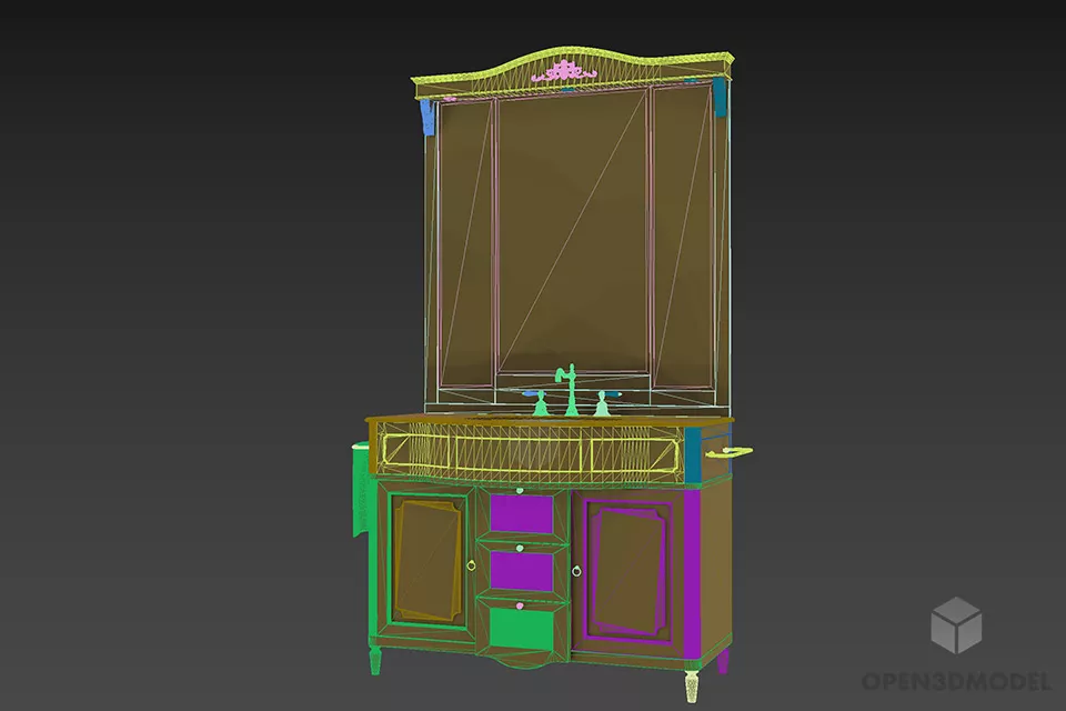 European Washbasin With Mirror Luigi 3d model 2