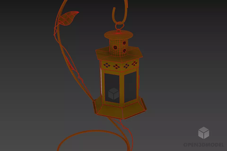 Vintage Metal Lantern Lamp With Arm 3d model 2