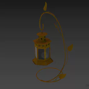 Vintage Metal Lantern Lamp With Arm 3d model