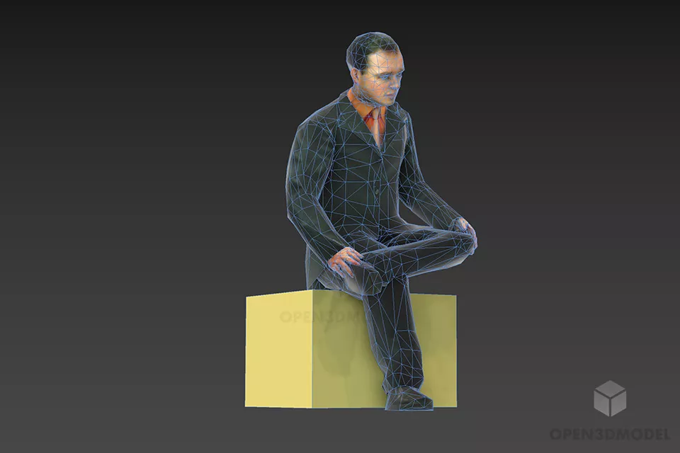 Business Man On Seat 3d model 2