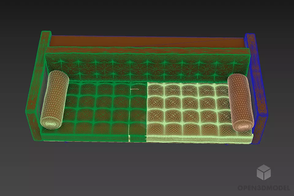 Waiting Sofa Bench Tufted Finished 3d model 2