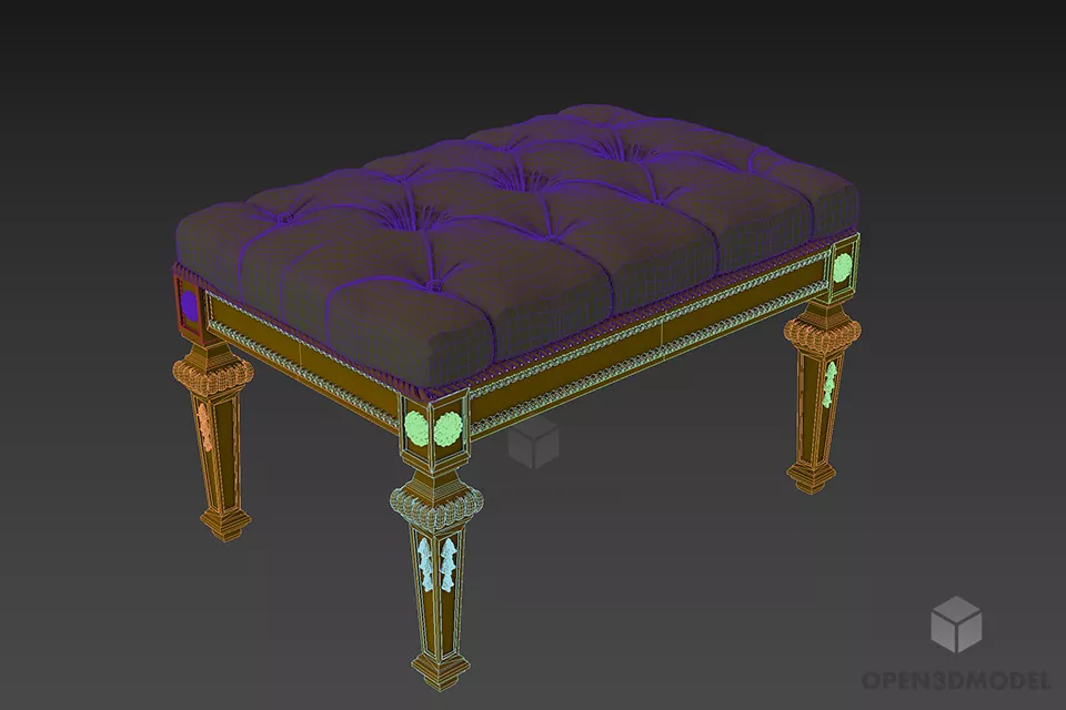 Tufted Antique Seat 3d model 2