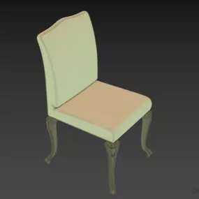 Restaurant Leather Chair With Curved Carved Leg 3d model