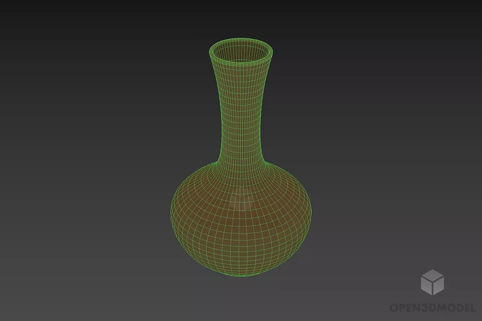 Black Ceramic Vase With High Neck 3d model 2