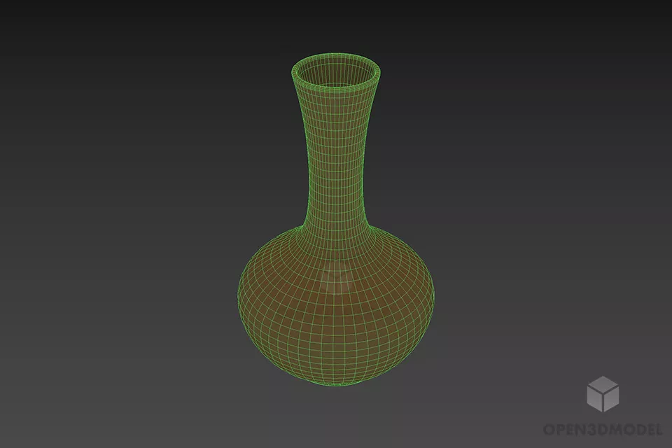 Black Ceramic Vase With High Neck 3d model 3