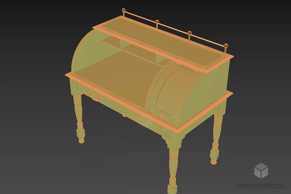 Medieval Desk With Drawers 3d model 2
