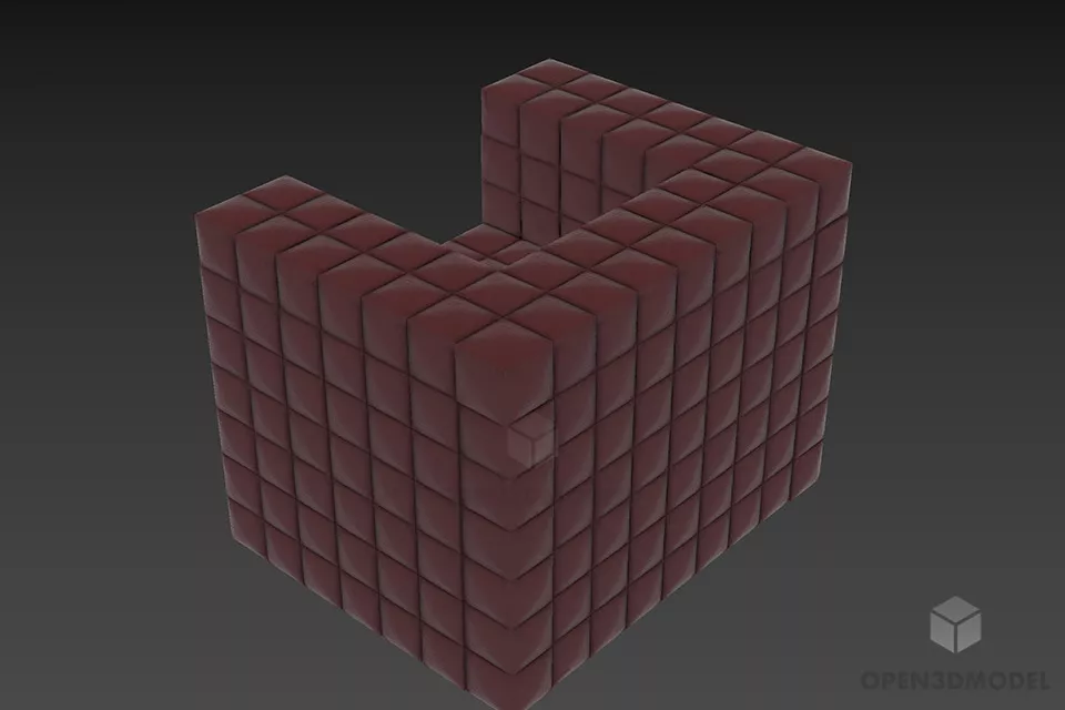Armchair Cube Shape Motogi 3d model 2