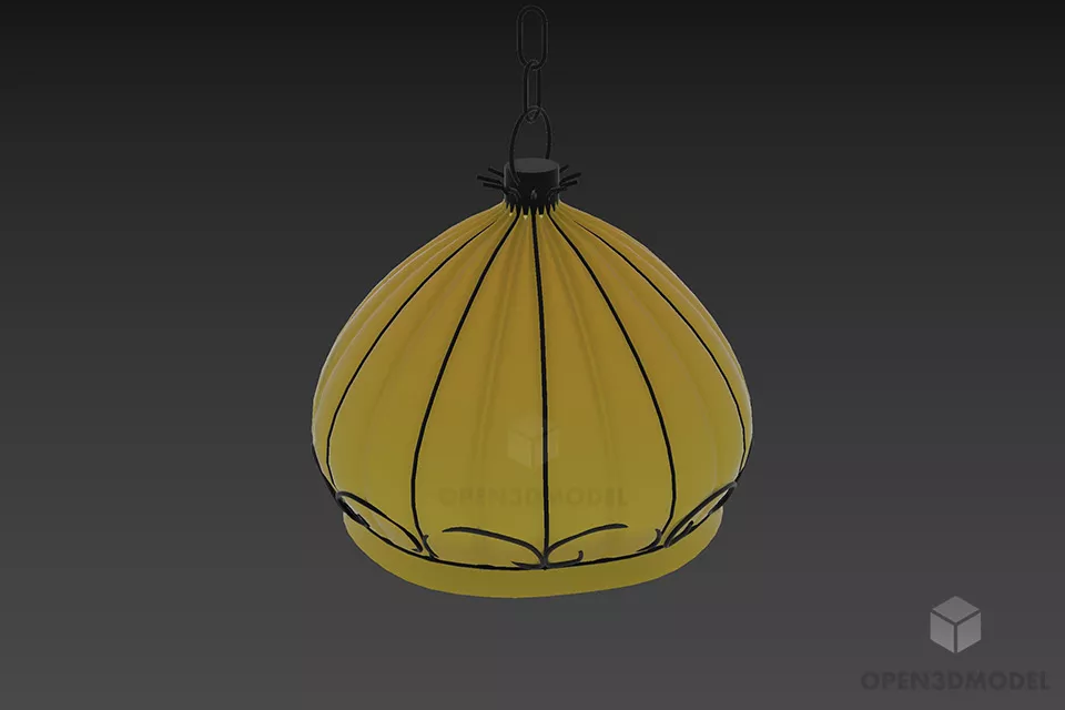 Round Pendant Lamp With Twist Shade 3d model