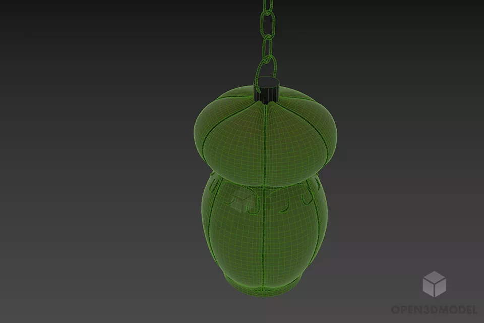 Lantern Lamp With Steel Frame 3d model 3