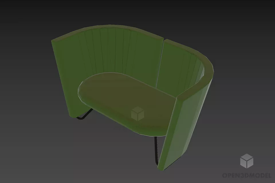 Restaurant Sofa 3 Seats With High Back 3d model 2
