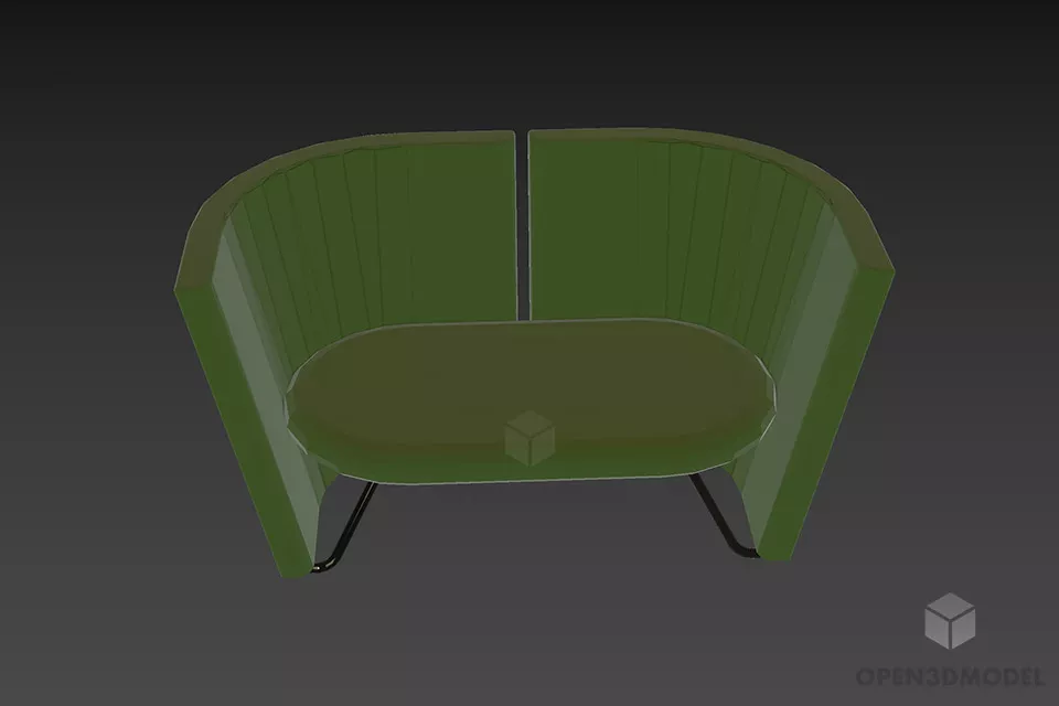 Restaurant Sofa 3 Seats With High Back 3d model 3