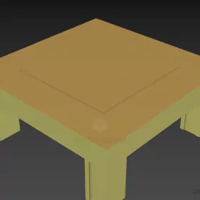 Coffee Table With Wooden Checker Top 3d model