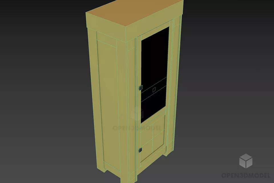 Office Glasscase Wooden Frame 3d model 2