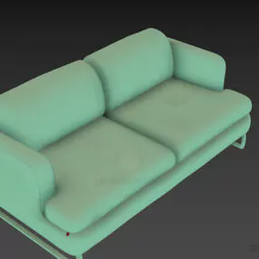 Sofa Two Seats Upholstered With Steel Leg 3d model