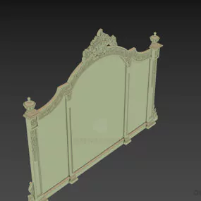 Asian Royal Big Mirror Carved Frame 3d model