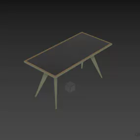 Glass Square Table With Wooden Leg 3d model