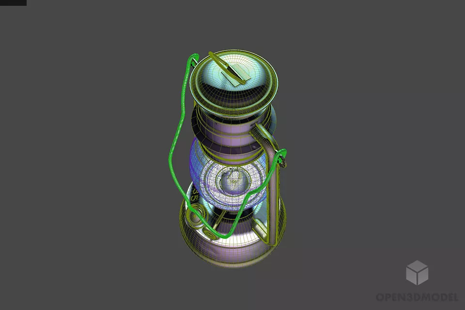 Vintage Rustic Oil Lamp 3d model 2