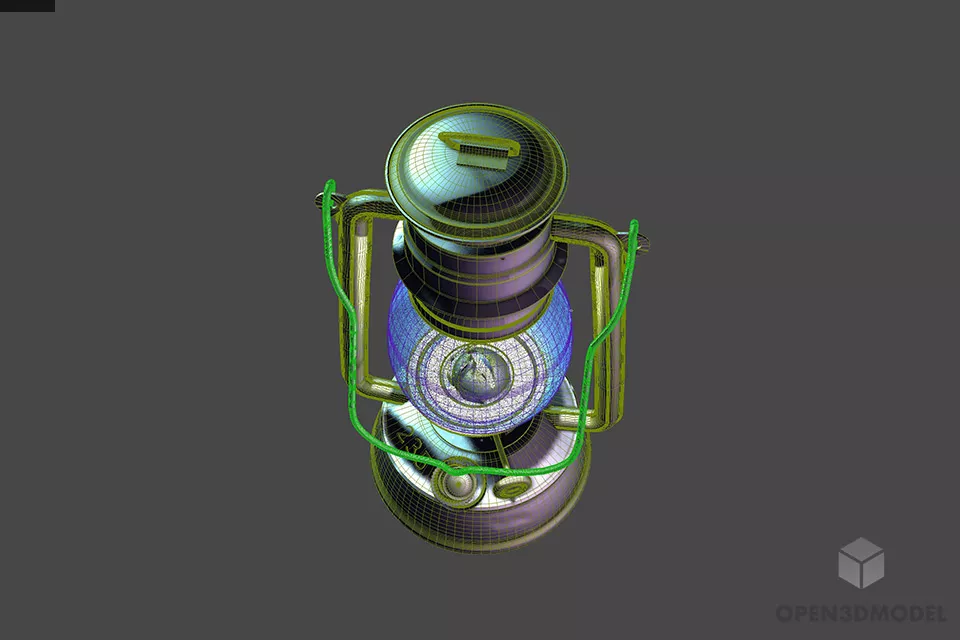 Vintage Rustic Oil Lamp 3d model 3