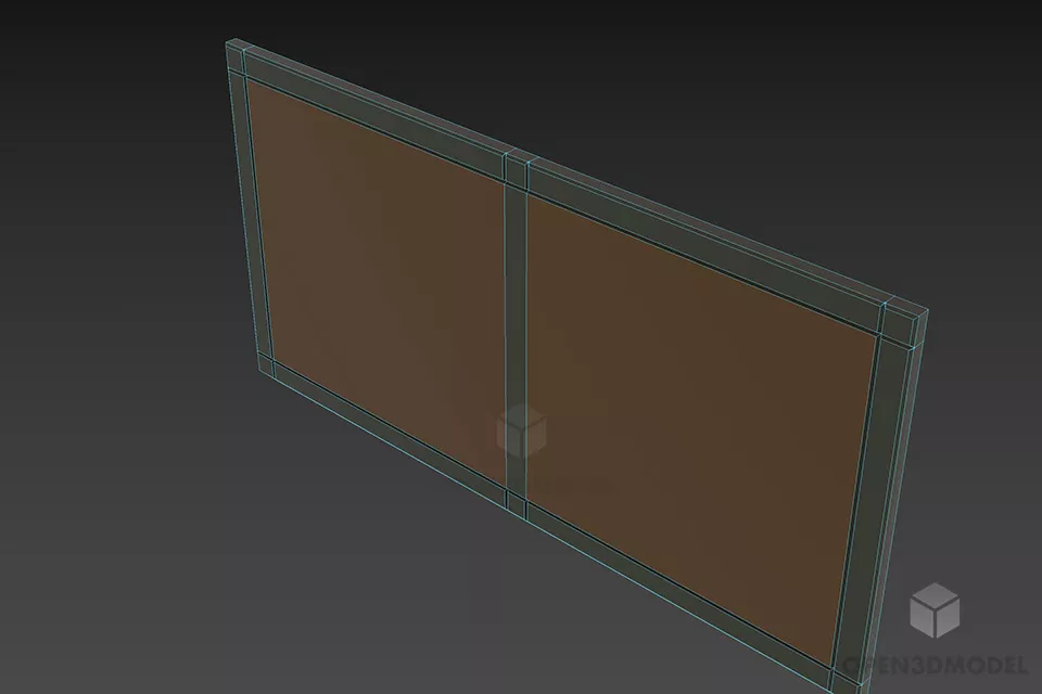 Dual Square Mirror Wall Mounted 3d model 2