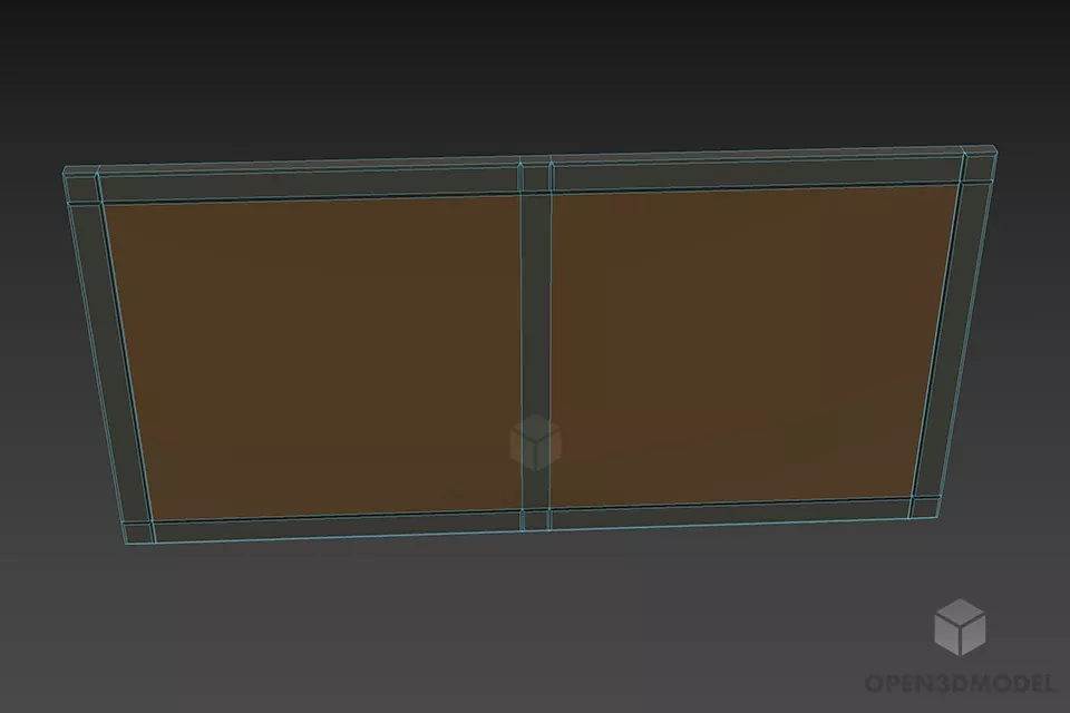 Dual Square Mirror Wall Mounted 3d model 3