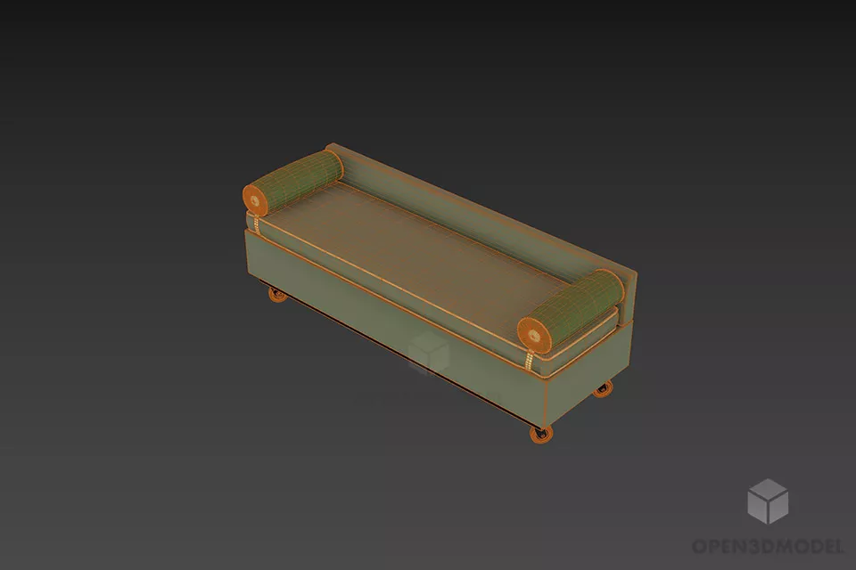 Upholstered Daybed Sofa With Low Back 3d model 2