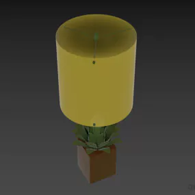 Big Cylinder Table Lamp Shade On Plant Pot 3d model
