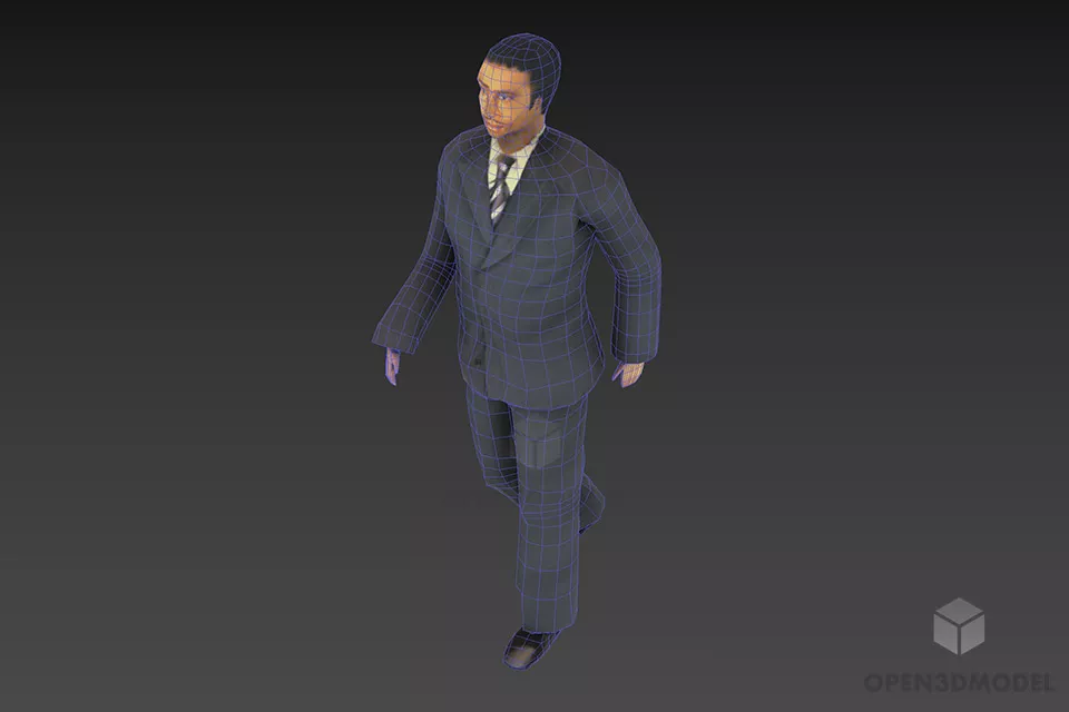 Business Man In Grey Vest Walking Pose 3d model 2