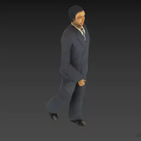 Business Man In Grey Vest Walking Pose 3d model