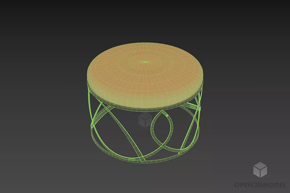 Thin Upholstered Seat With Wire Steel Frame 3d model 2