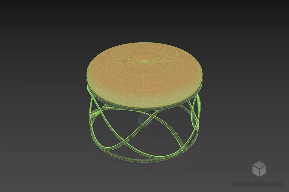 Thin Upholstered Seat With Wire Steel Frame 3d model 3