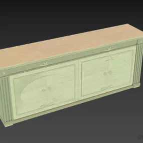 Beige Wood Locker Antique Style 3d model