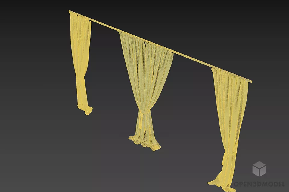 Three Curtains With Hanger 3d model 2