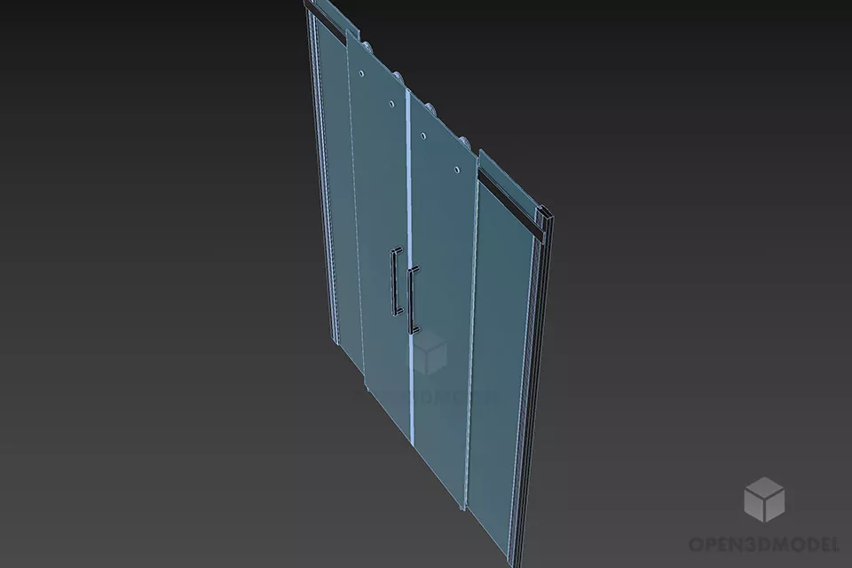 Shower Glass Door Cezare With Inox Frame 3d model 2