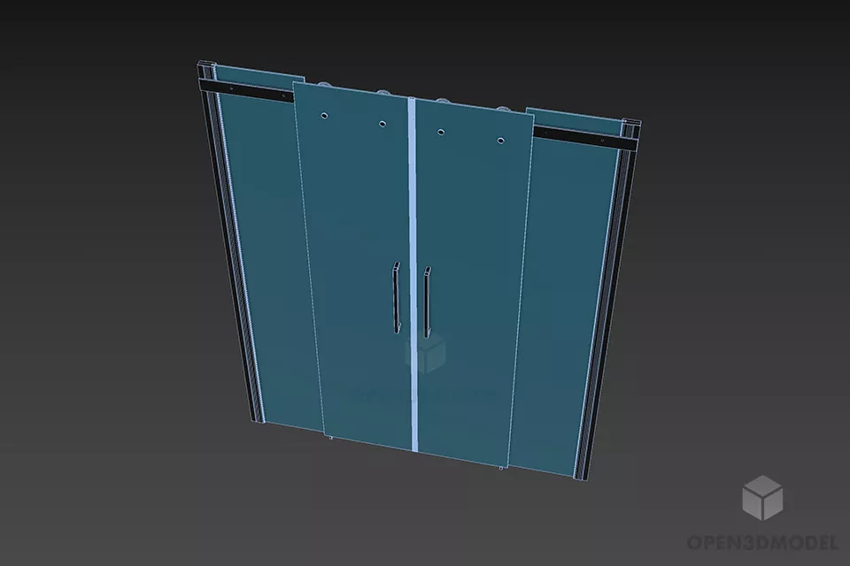 Shower Glass Door Cezare With Inox Frame 3d model 3