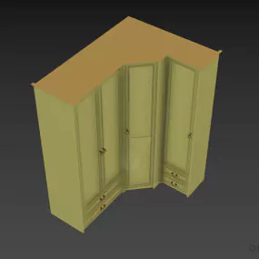 Wood Bookcase At Corner 3d model