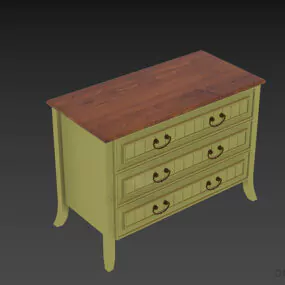 Brown Wooden Side Locker With Multiple Locker 3d model