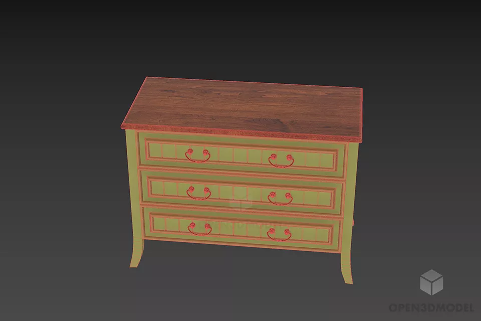 Brown Wooden Side Locker With Multiple Locker 3d model 3