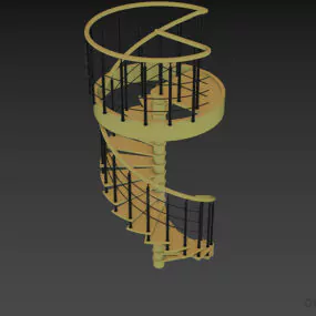 Spiral Stair With Curved Handrail 3d model