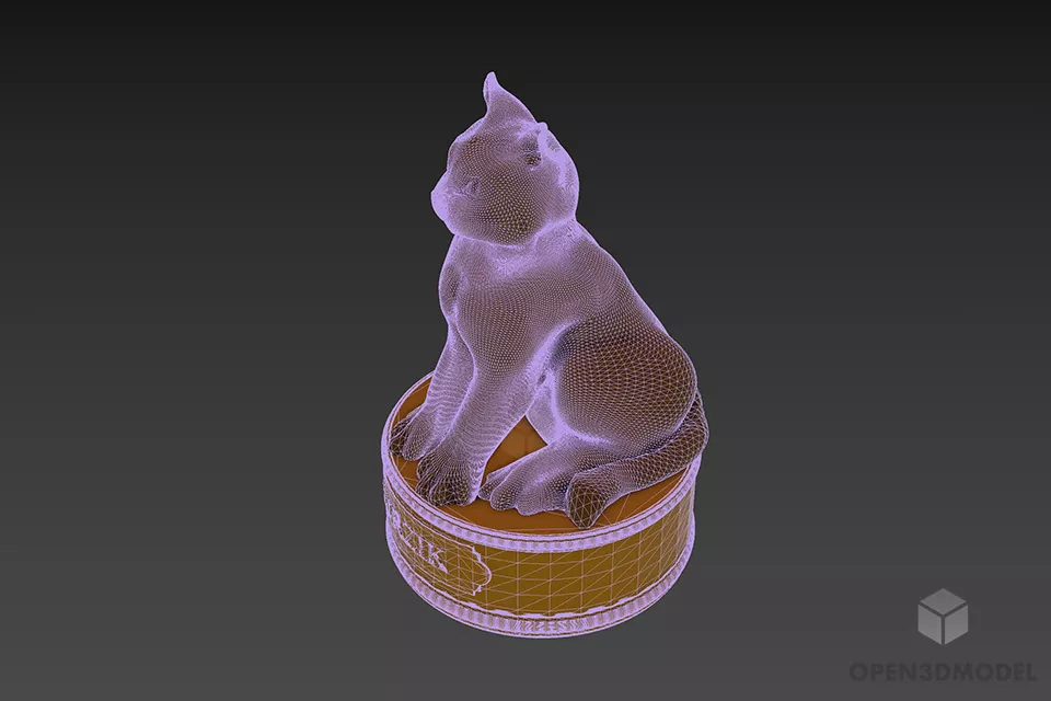 Decoration Figurine Cat On Round Stand 3d model 2