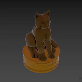 Decoration Figurine Cat On Round Stand 3d model