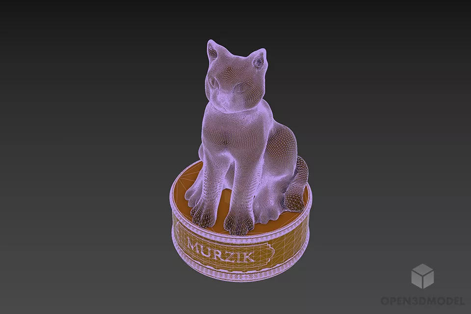 Decoration Figurine Cat On Round Stand 3d model 3