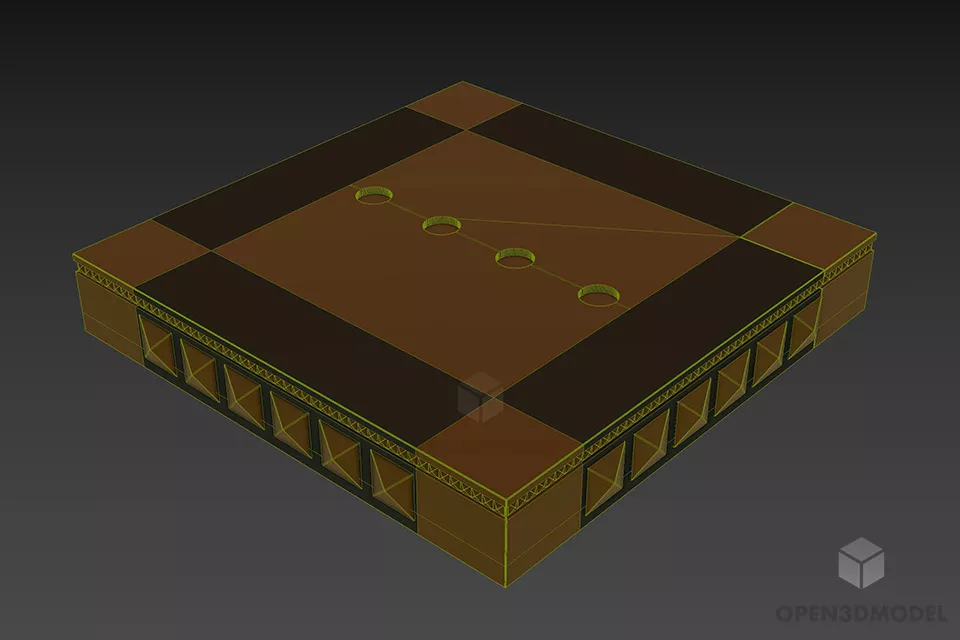 Square Coffee Table With Top Decorative 3d model 2