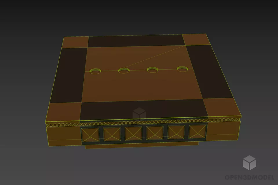 Square Coffee Table With Top Decorative 3d model 3