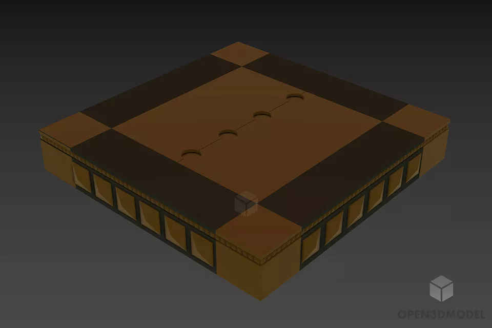 Round Wood Table Rotatable 3d model