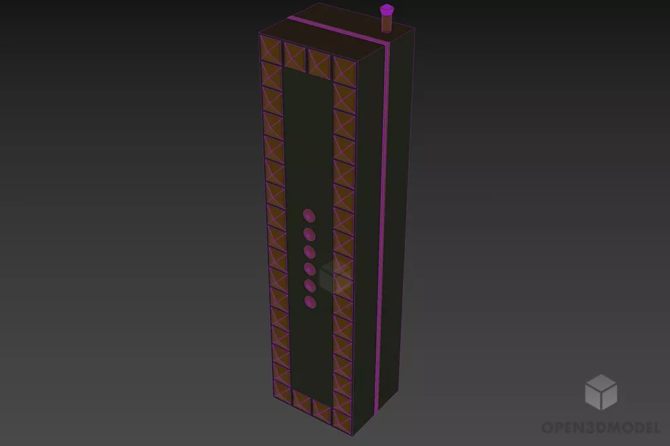 Tall Locker Black Wood 3d model 2