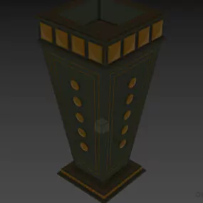 Antique Wooden Vase Black Painted 3d model