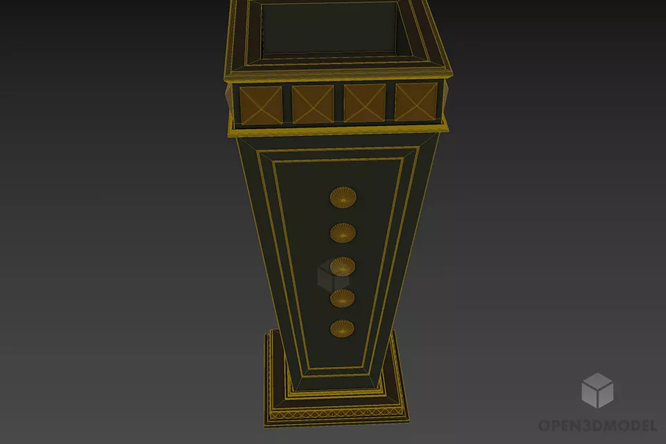 Antique Wooden Vase Black Painted 3d model 3